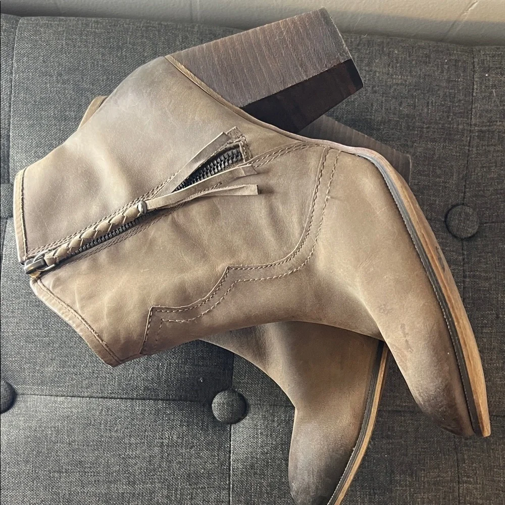 Aldo Taupe Ankle Booties with Tassel Zipper